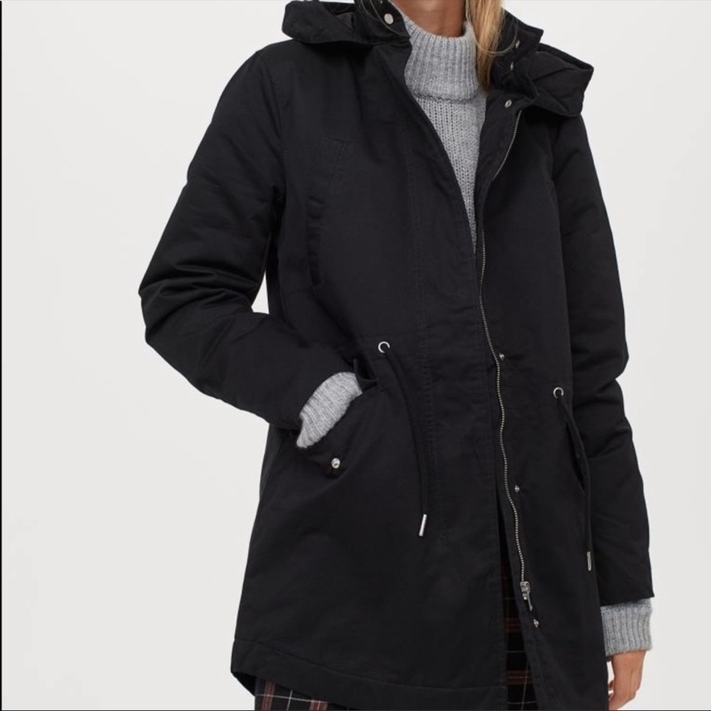 NWOT H&M BLACK PADDED PARKA WITH HOOD